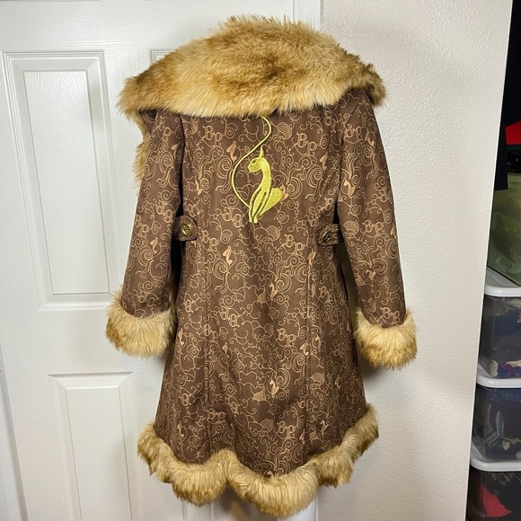 Baby Phat Vintage Coat Jacket Brown Fur Womens Mob Wife Penny Lane Y2K - Picture 10 of 16